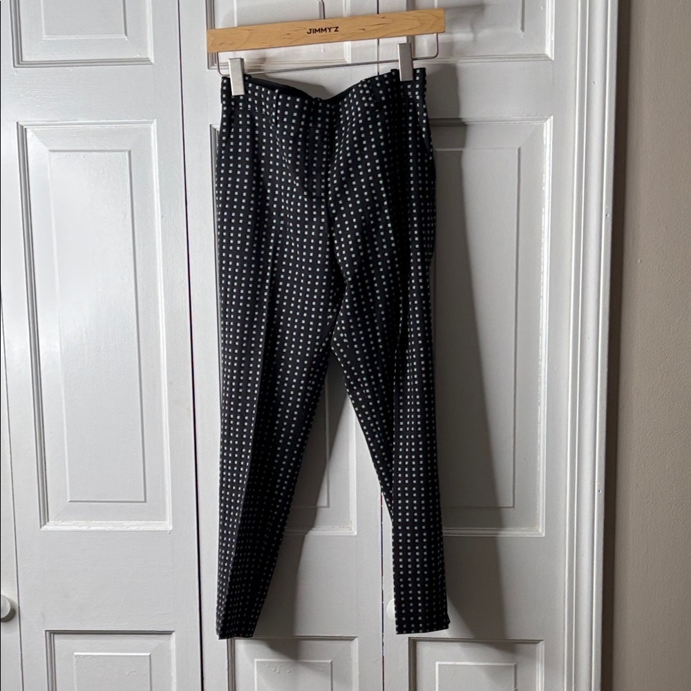 Theory Black & White Micro-Check Straight Leg Pants sz0